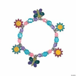 Coupon 👍 Beaded Butterfly & Daisy Charm Bracelet Craft Kit - Makes 12 ✔️