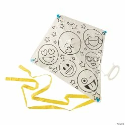 Budget 🤩 Color Your Own Emoji Kites with Tail - 12 Pc. ✨