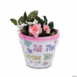 Cheap 💯 Color Your Own Growing in God’s Grace Flowerpots - 12 Pc. 😀
