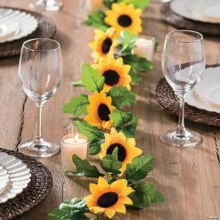 Outlet 🔥 Faux Sunflower Greenery Garland ✨ -Cheap Summer Crafts Store faux sunflower greenery garland13774654 a02